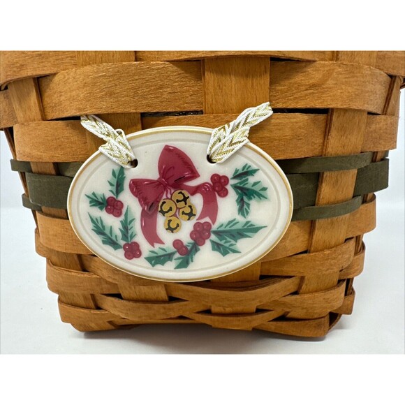 Longaberger Jingle Bell Basket Christmas Collection from 1994 with tie on - Picture 3 of 11
